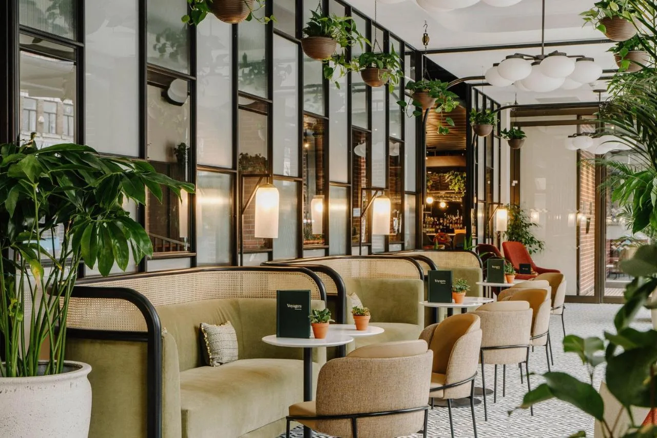 a lobby with couches and tables and plants at The Halyard Liverpool, Vignette Collection by IHG in Liverpool